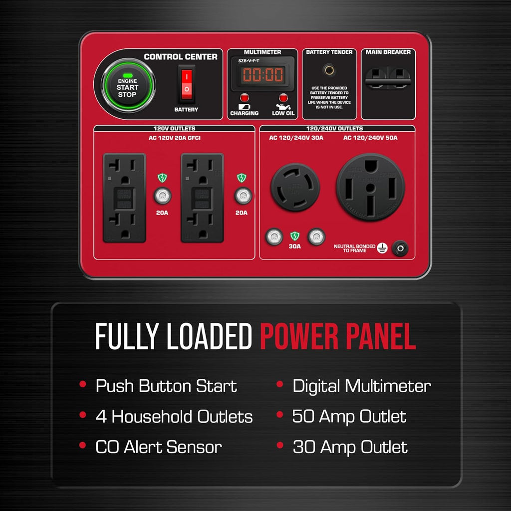 DuroStar Dual Fuel Portable Generator, 13,000-Watt, 500cc - DS13000MX