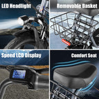 SANOPY Electric Scooter With Seat for Adults, 350W, 15 Miles, 20 Mph, 36V 5.2Ah, 14 inch Tire - Black