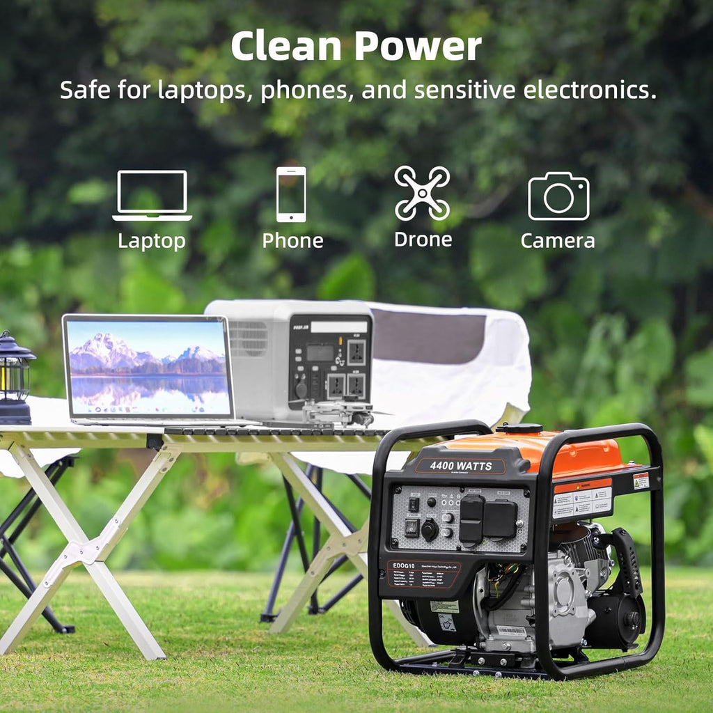 Oxseryn Open Frame Inverter Generator Gas Powered 4400 Peak Watts 3400 Running Watts 30A RV Outlet