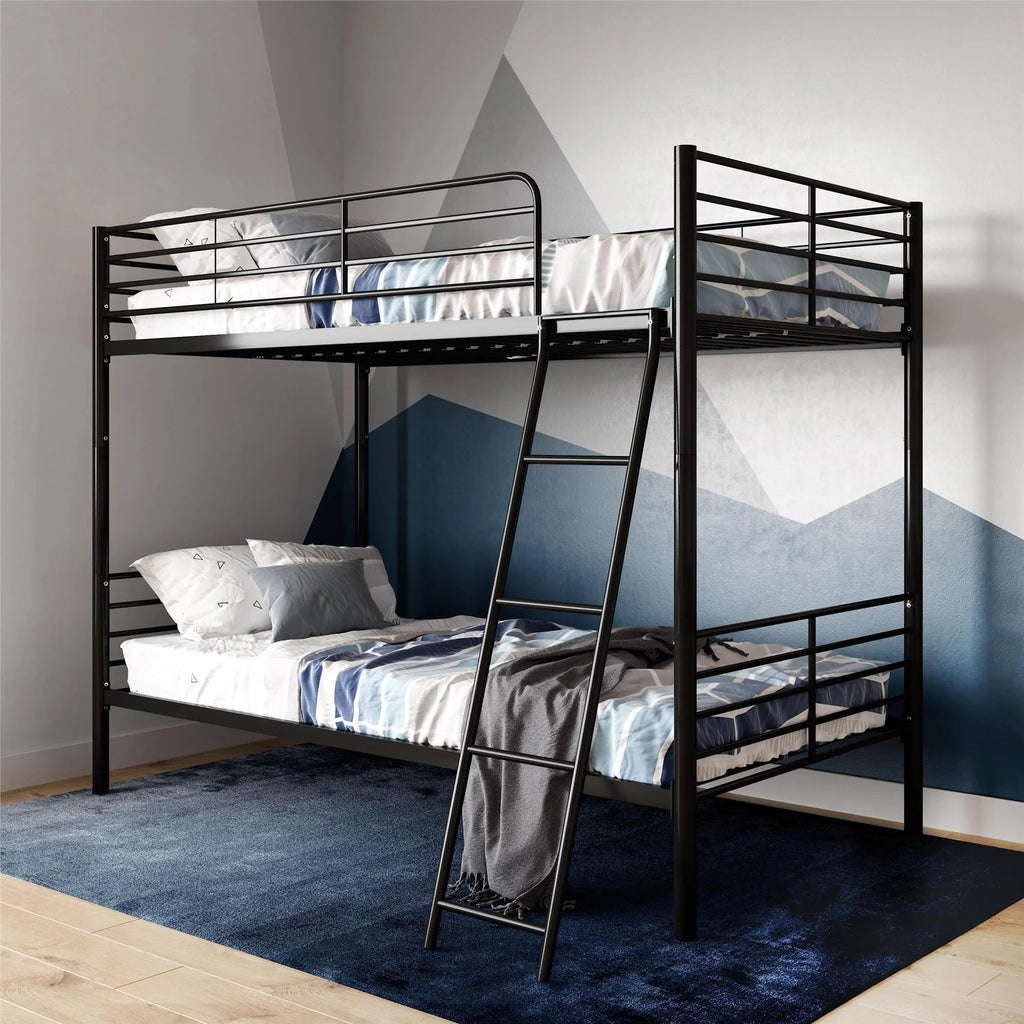 Mainstays Convertible Twin Over Twin Metal Bunk Bed - Black