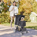 BBBuy 4-Wheel Foldable Pet Stroller, 33 Pounds, Black
