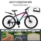 ARTUDATECH 24/26/27.5 Inch Mountain Bike, 24 Speeds, V/Disc Brakes, High-Carbon Steel Frame - Trailblazer