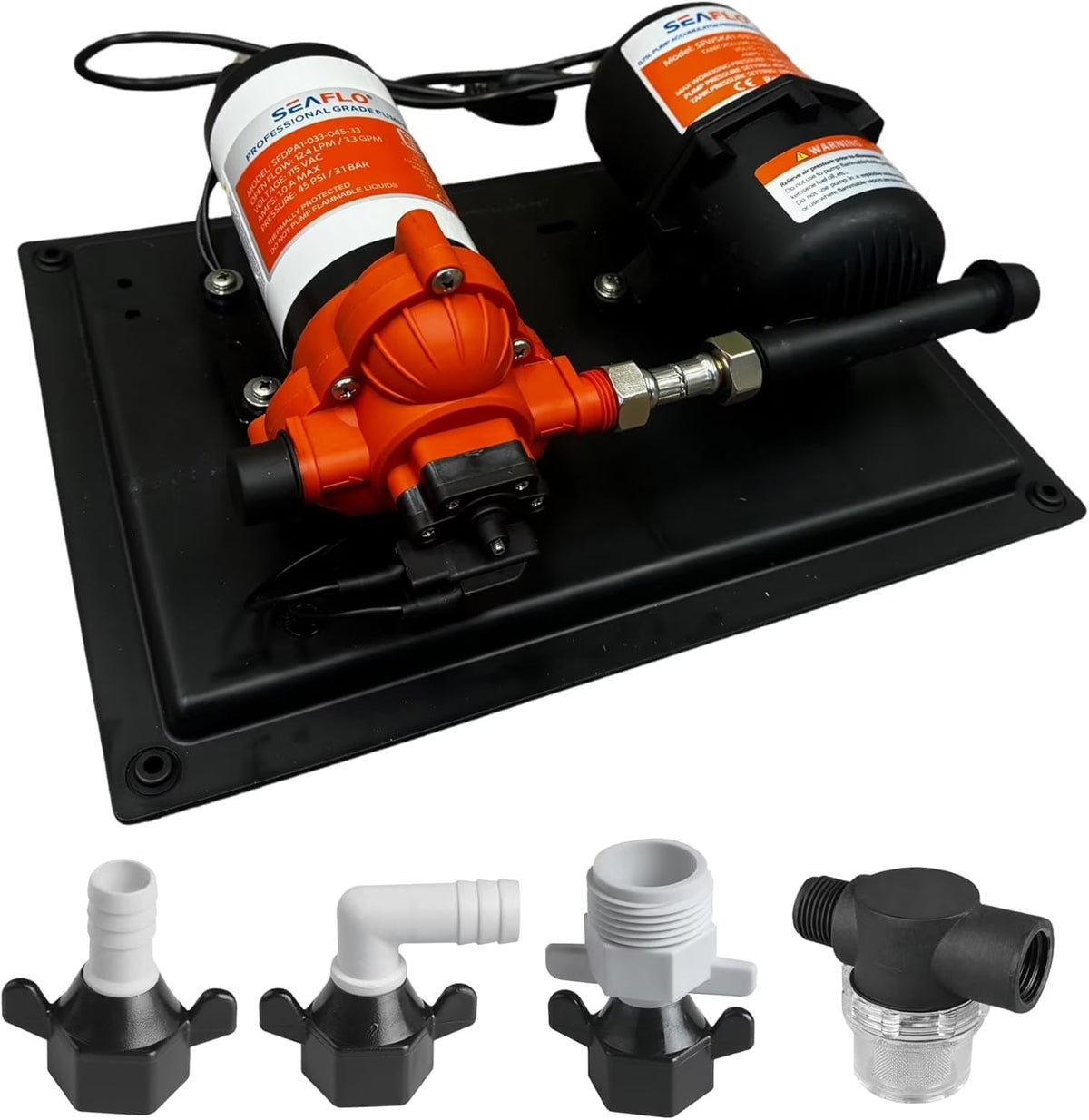SEAFLO 33 Series Water Pump And Accumulator Tank System, 115V, 3.3 GPM, 45 PSI, 0.2-Gallon Tank