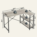 Small L-Shaped Computer Desk With Reversible Storage Shelves - 55-Inch / 47-Inch