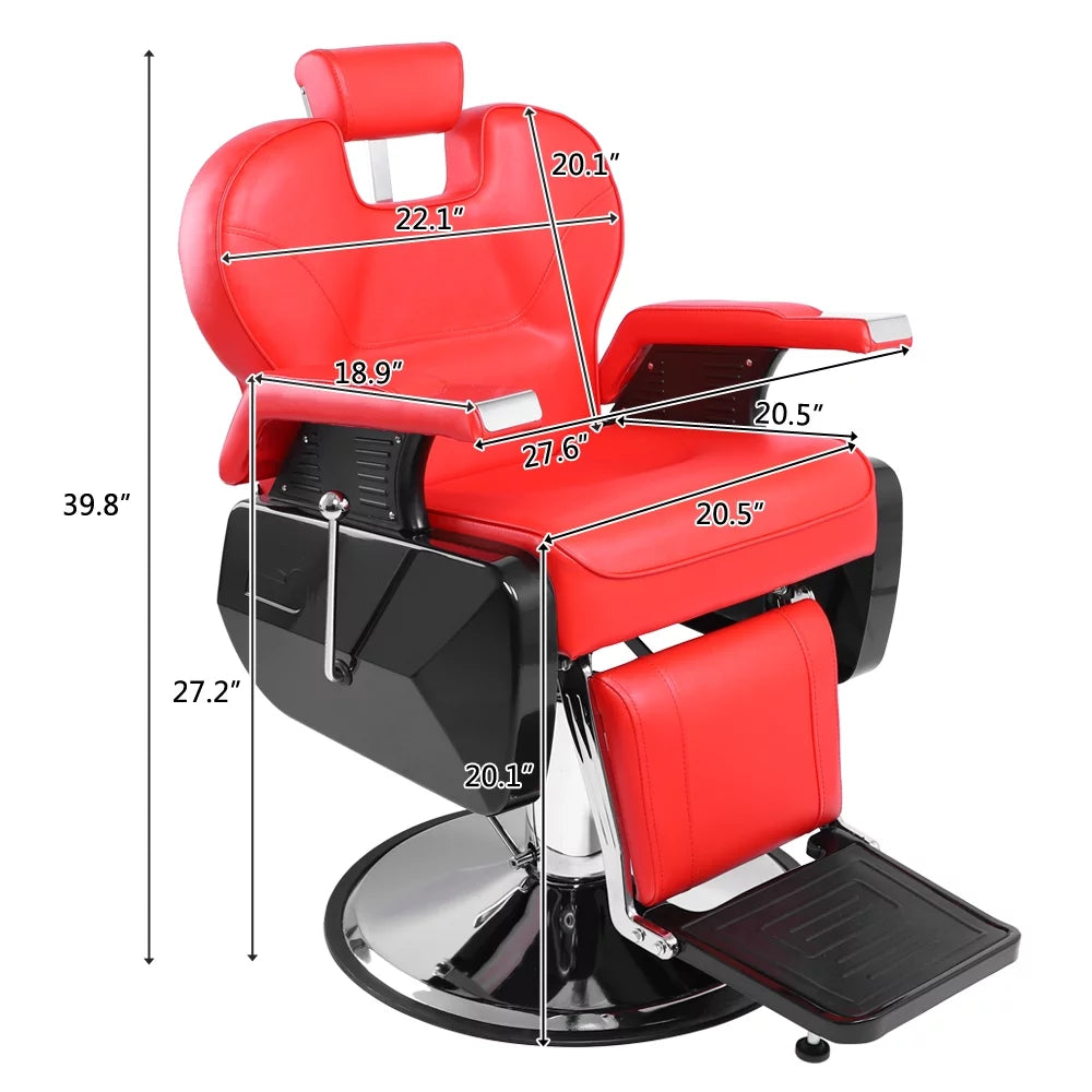 OmySalon Reclining Hydraulic Barber Chair, Black, 38.2 x 27.6 x 39.4 in