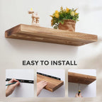 Set Of 2 Handcrafted European Pine Floating Wall Shelves, 16inch/24inch/36inch, Grey/Espresso/Walnut