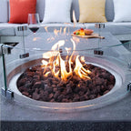 Elementi Outdoor Lunar Fire Bowl 42 Inches Grey Glass Reinforced Concrete Natural Gas Fire Pit Table