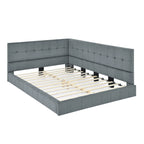 Full Upholstered Tufted Velvet Daybed Frame With Backrest And Armrests, Grey, 80.5'' x 59'' x 30.5''