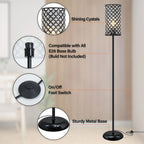 Natyswan Crystal Floor Lamp With Foot Switch, 9 x 9 x 65.7 in, E26