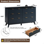 OKD 6-Drawer Dresser With Faux Marble Top, Natural Oak, 16in D x 54in W x 32in H