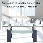 SEGMART Glass Coffee Table With Lower Shelf, 39.4 x 24 x 17.7 in - L5509