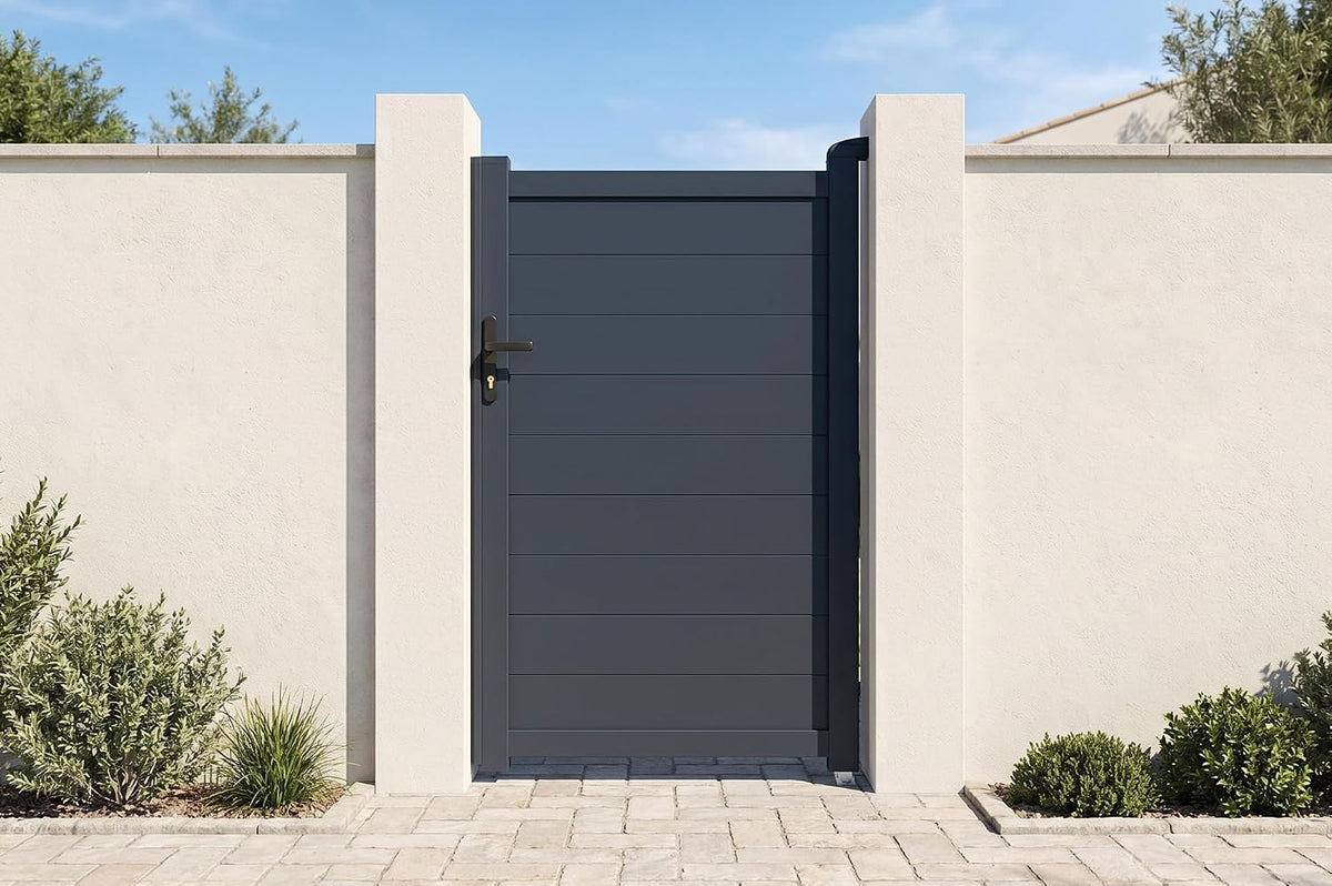 Casanoov Aluminum Swing Gate 392 cm x 161 cm Anthracite Gray RAL 7016 - KIT-000024