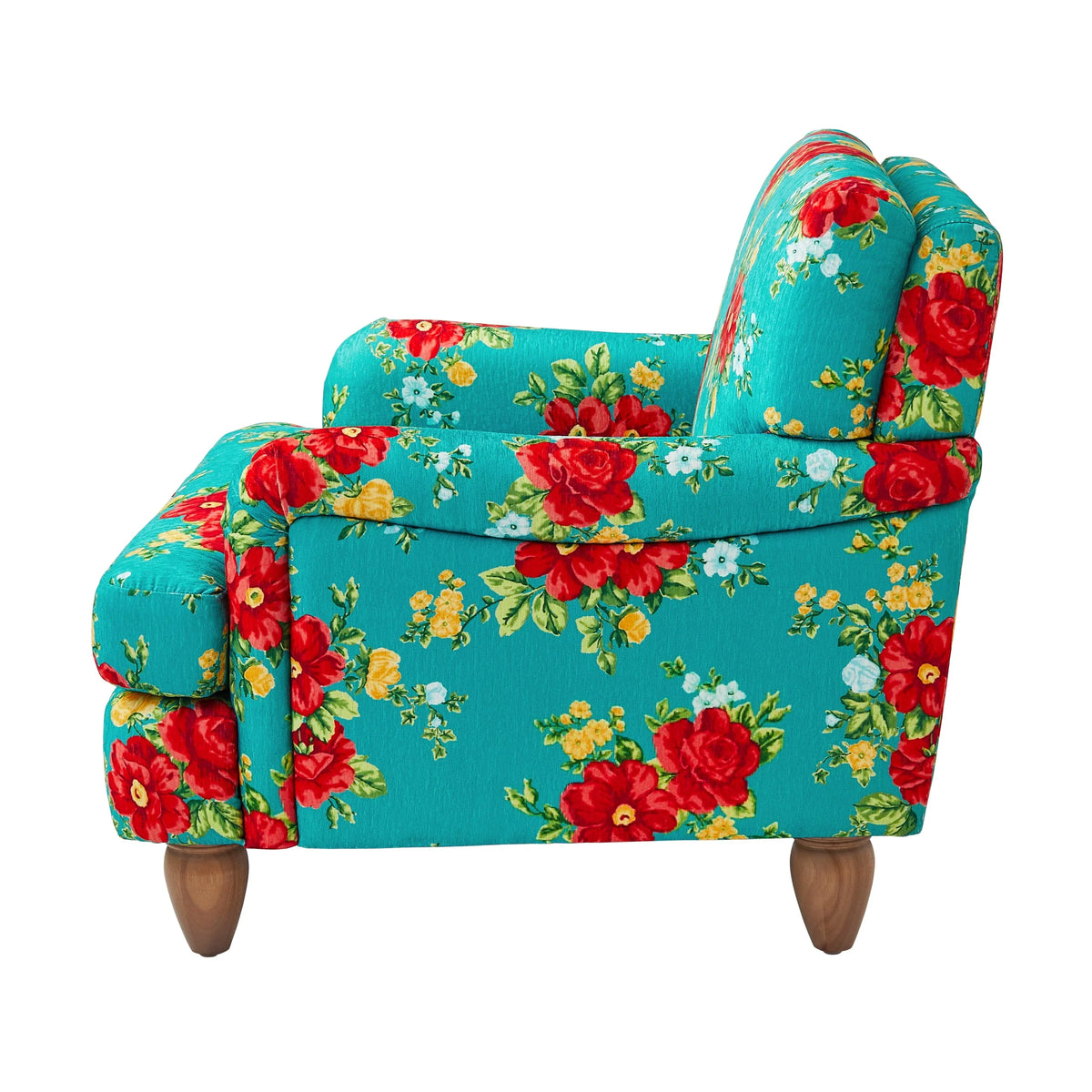 The Pioneer Woman Vintage Floral Low Back Fabric Accent Chair, Teal