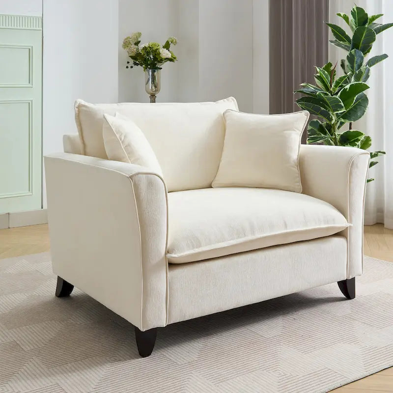 Oversized Chenille Fabric Armchair With 33.9 in Wide Seat Cushion