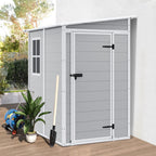 Seizeen Resin Outdoor Storage Shed With Floor, Light Gray, 82 in H