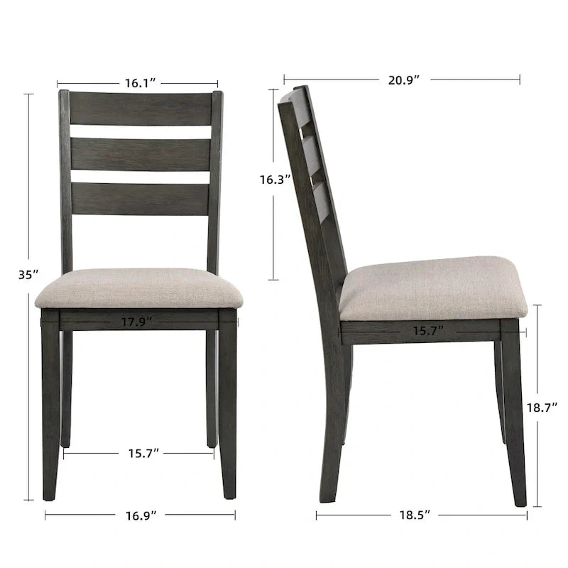 5-Piece Solid Wood Dining Table Set With 4 Slat Back Chairs - 47L