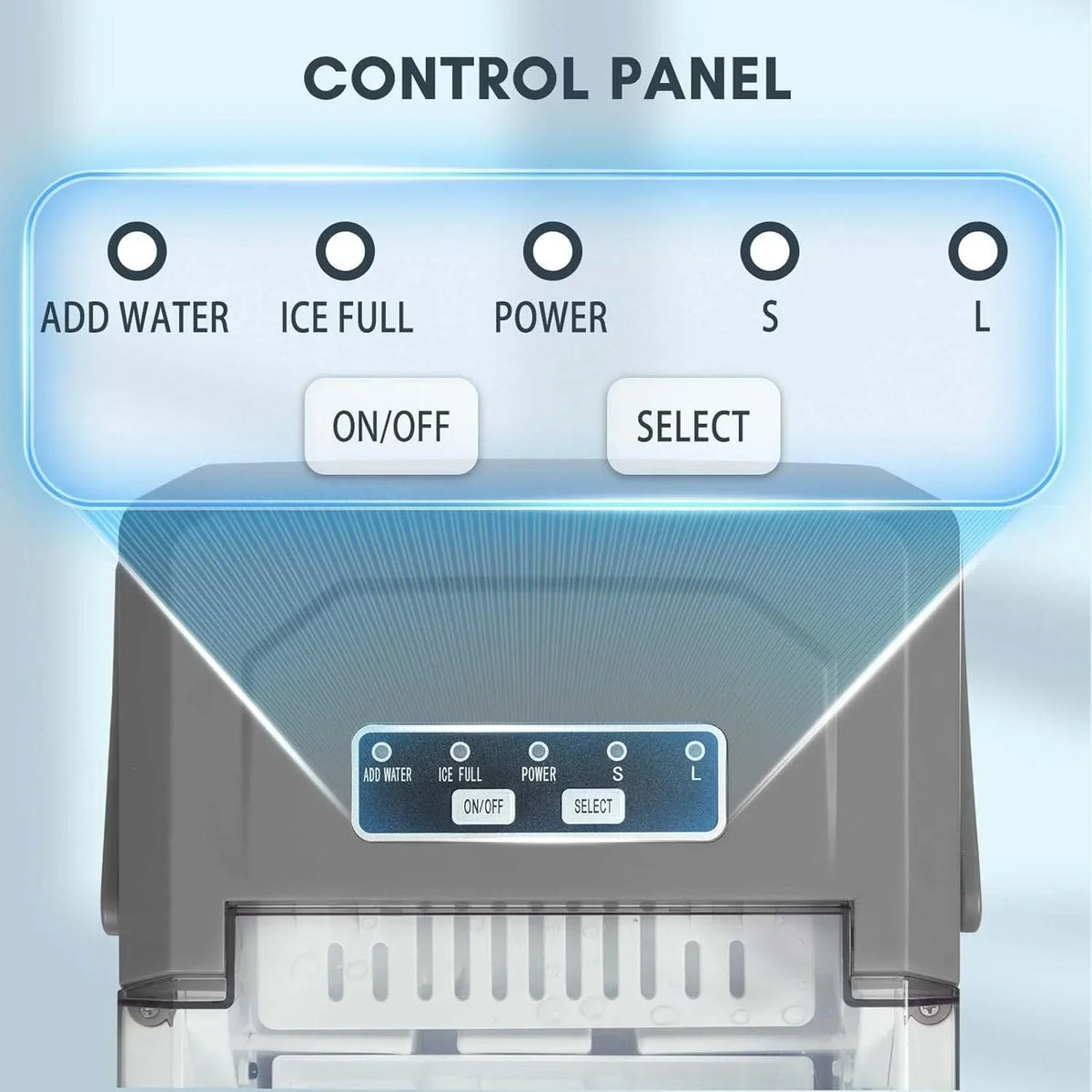 Countertop Ice Maker With Carry Handle, 26 lbs/24 Hrs, 2 Bullet Ice Sizes - Grey