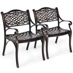 All-Weather Cast Aluminum Outdoor Dining Armchairs With Curved Seats - 2/4 Pcs