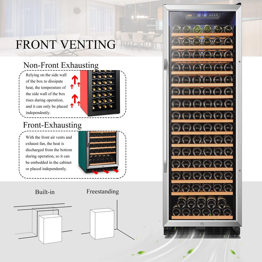 Lanbo 165 Bottle Built-In Black Single Zone Wine Cooler, 24 inch Width - LW177S
