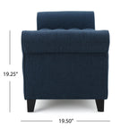 Noble House Amanda Dark Blue Fabric Armed Storage Bench