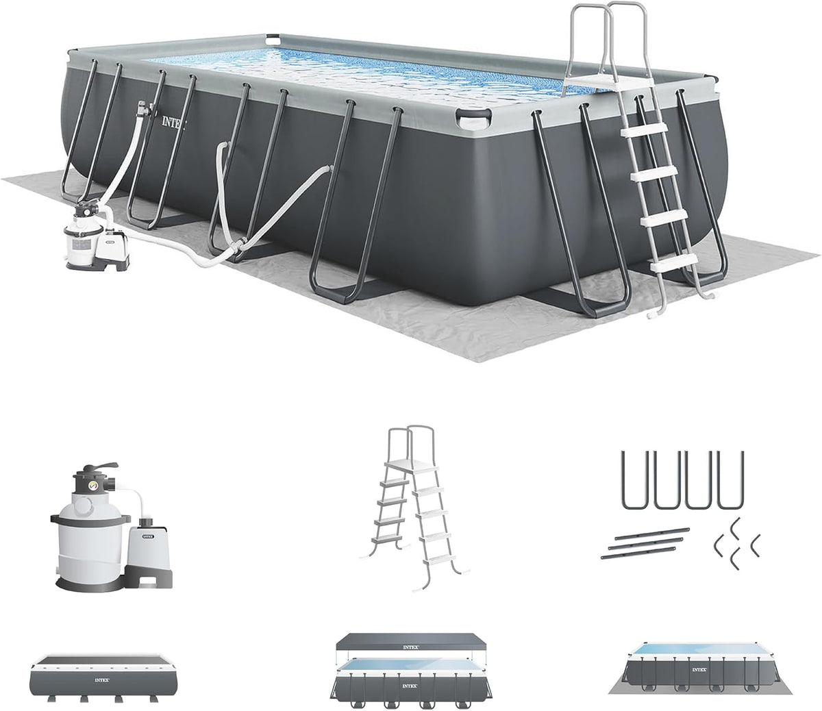 Intex Ultra XTR Rectangular Frame Above Ground Pool Set, 18' x 9' x 52"