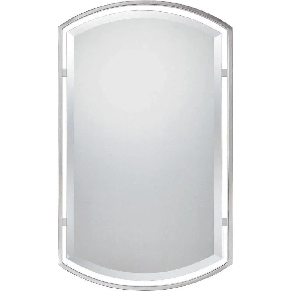 Bailey Street Symmetrical Arches Wall Mirror With Beveled Edge, Floating Frame, 21 Inches W X 35 Inches H - Brushed Nickel Finish