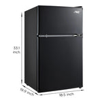 Arctic King Two-Door Mini Fridge With Freezer, 3.2 Cu ft, 18.5 in x 19.4 in x 33.3 in, Stainless Steel - E-Star