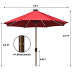 EliteShade 9ft Market Patio Umbrella With 80 LED Lights, Ruby