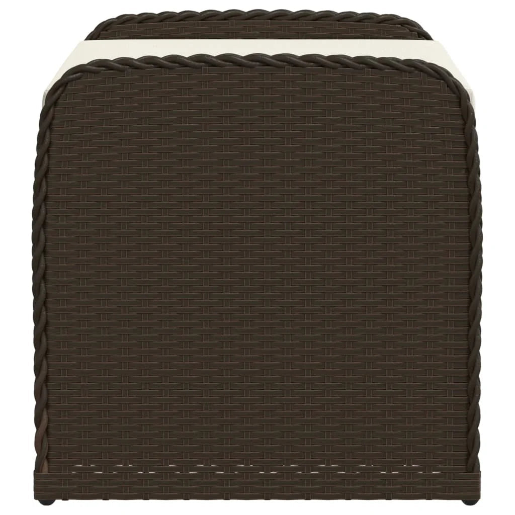 vidaXL Outdoor Poly Rattan Storage Bench With Cushion, Black, 45.3 x 20.1 x 20.5 in