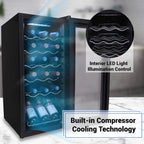 NutriChef Digital Electric Thermoelectric Wine Chiller Cooler, 18 Bottle, Black