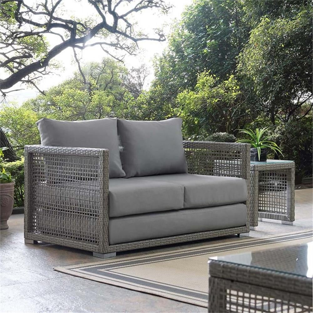 Afuera Living Wicker Patio Loveseat, Gray - 52in W x 32in D