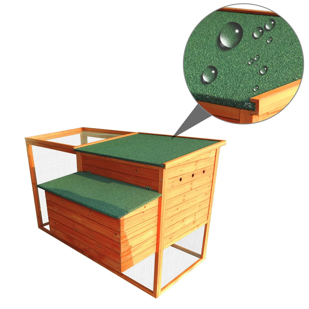 PawHut 64in Large Wooden Chicken Coop Kit With Outdoor Run And Nesting Box