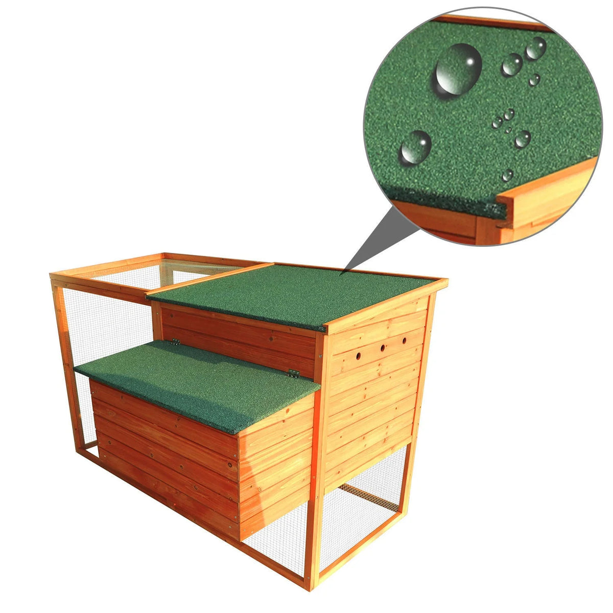 PawHut 64in Large Wooden Chicken Coop Kit With Outdoor Run And Nesting Box