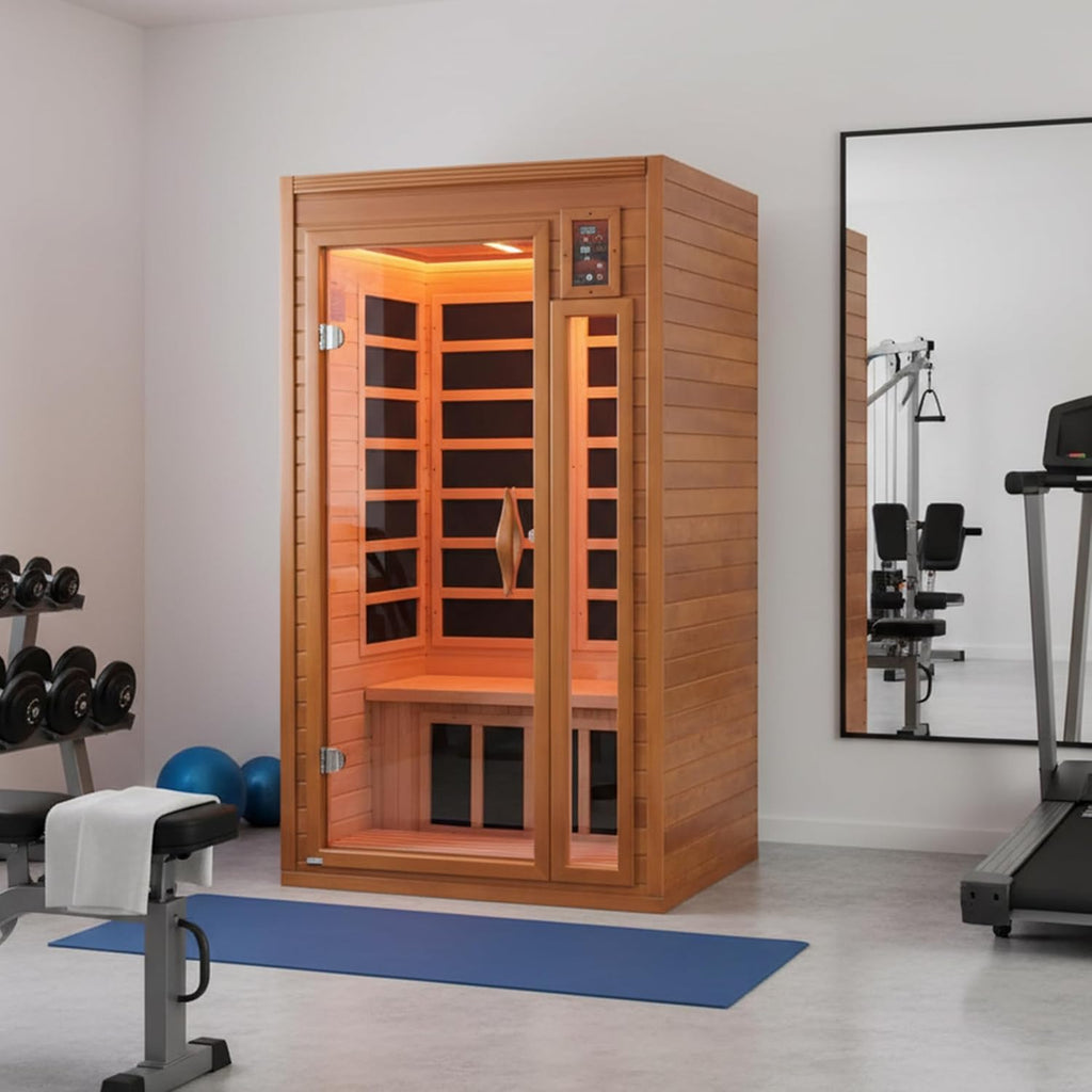 DYNAMIC SAUNAS 1- to 2-Person Low EMF Far Infrared Dry Heat Sauna With Red Light Therapy - Barcelona