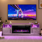 Waleaf TV Stand With 18 in Electric Fireplace And Adjustable Glass Shelves - TVs Up To 65 inch