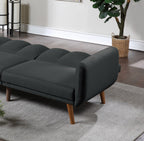 Dcenta Convertible Sofa Bed, Black Polyfiber, 1pc, Wooden Legs