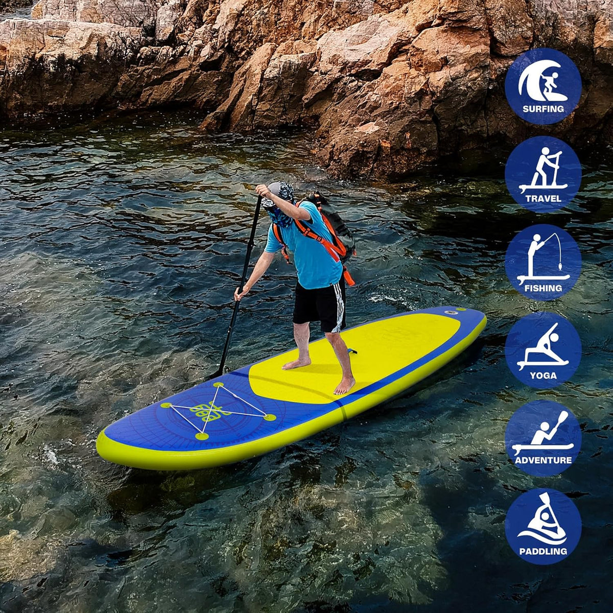 FunWater Inflatable Stand Up Paddle Board, 11 ft x 32 in x 6 in - SUP Paddle Accessories