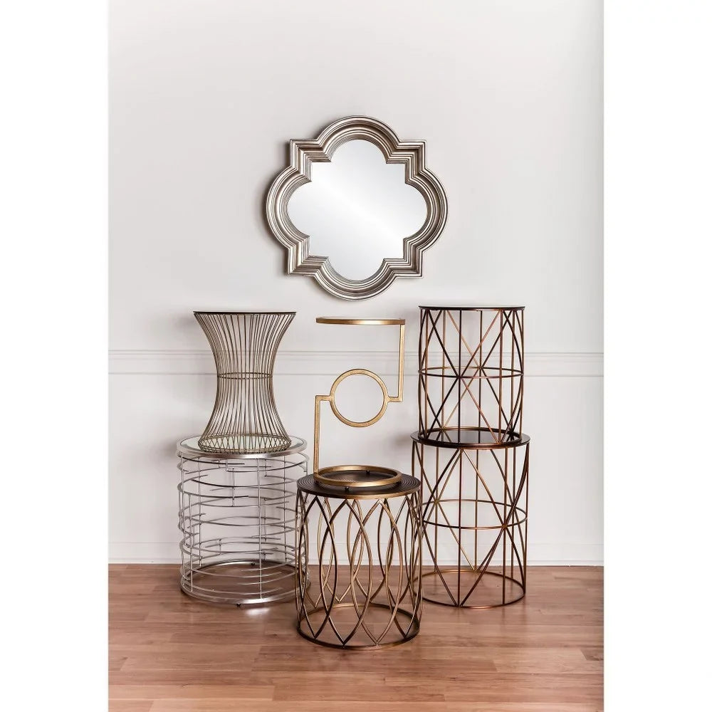 Bailey Street Home Metal Round Side Table, Champagne Antique And Gold, 17 Inches W X 20 Inches H