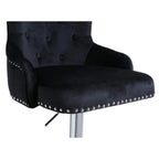 Alexent 2-Piece Swivel Bar Stools, Dark Blue, 43.7-51.6 H, 19.3 W x 18.1 D - Silver Footrest