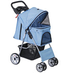 Foldable 4 Wheel Pet Stroller With Cup Holder