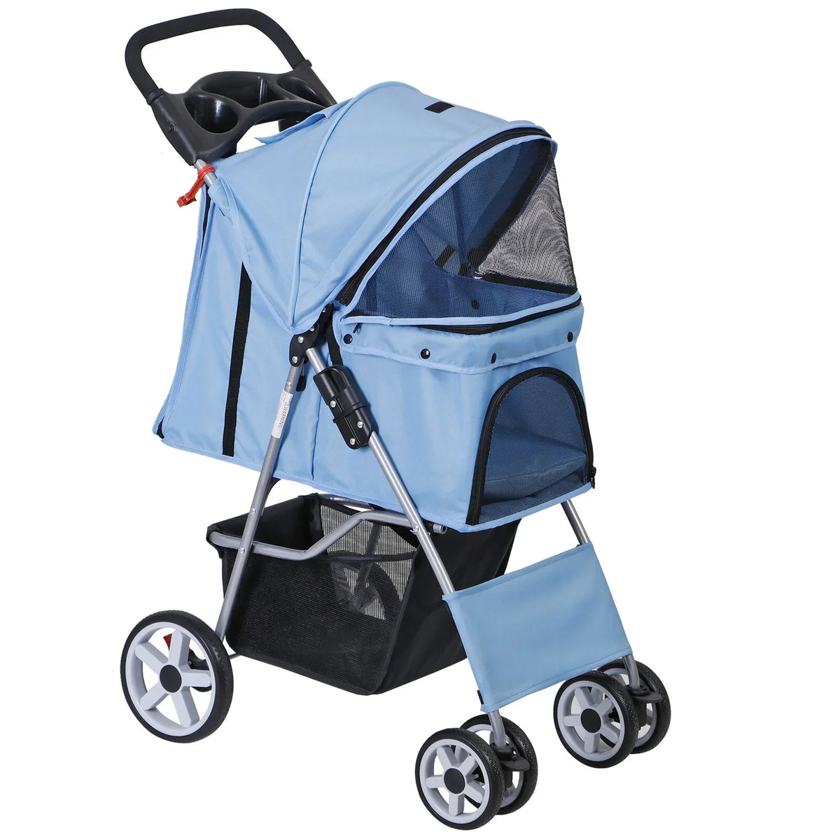 Foldable 4 Wheel Pet Stroller With Cup Holder
