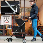 Bestpet Pet Stroller, 3 Wheels Travel Folding Carrier - T13