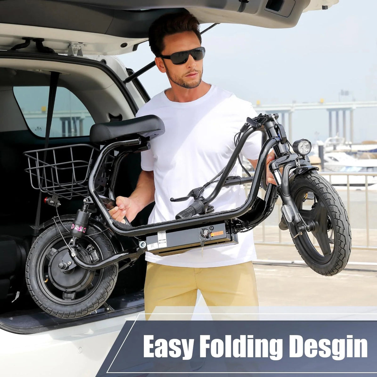 SANOPY Electric Scooter With Seat for Adults, 350W, 15 Miles, 20 Mph, 36V 5.2Ah, 14 inch Tire - Black