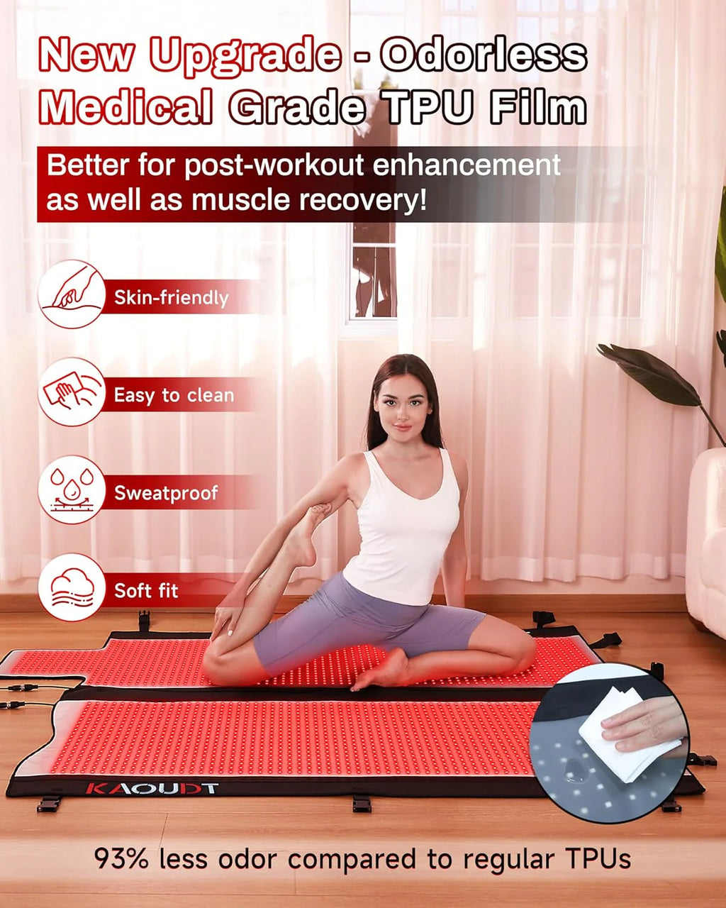 Red Light Therapy Mat, Medical-Grade TPU, 2570 LEDs, 73in x 33in - 2025