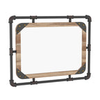 Industrial Metal Floating Wall Mirror, 31 Inch