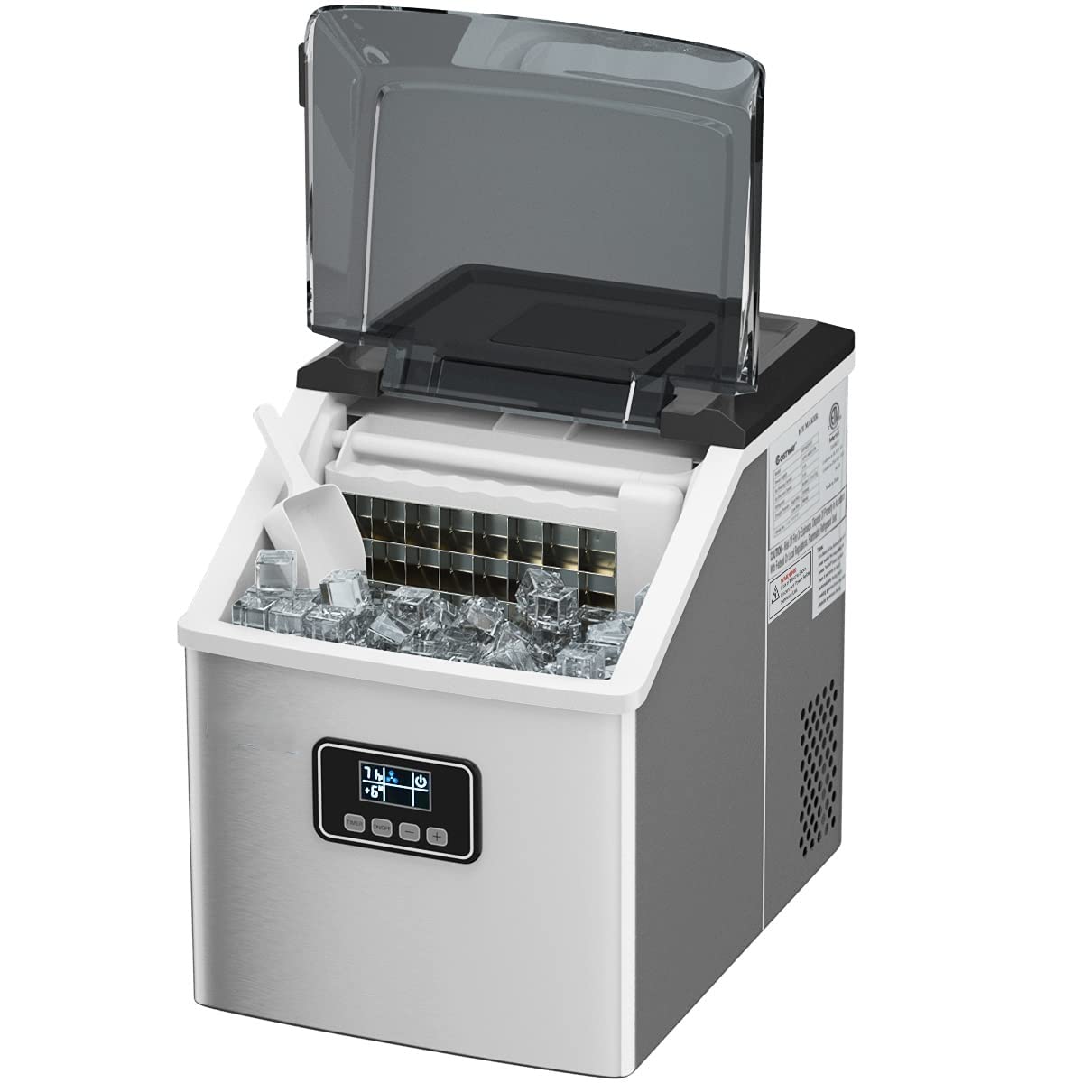 Stainless Steel Countertop Ice Maker, 48 lbs/24 Hours, Silver - 15 x 11.5 x 14 in