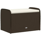 vidaXL Outdoor Poly Rattan Storage Bench With Cushion, Black, 45.3 x 20.1 x 20.5 in