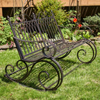 Metal Outdoor Rocking Bench, Bronze, 45 in L x 36 in W x 36 in H