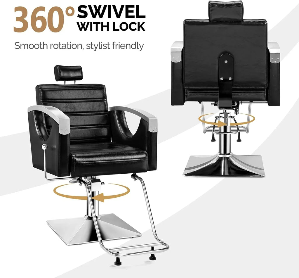 OmySalon All Purpose Reclining Hydraulic Salon Chair, 135 Degree
