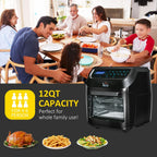 GVJMTKP 12 QT 8-In-1 Air Fryer Oven Combo, 1700W, Black